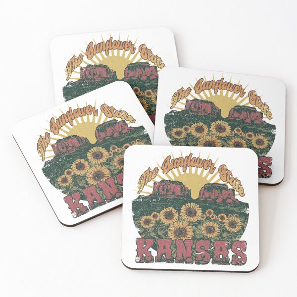 Item preview, Kansas Sunflower State T-Shirt - Monument Rocks Design - Vintage Sunset Graphic Tee - 5-Color Circular Vector Art designed and sold by ReFreshU Shop Designs.