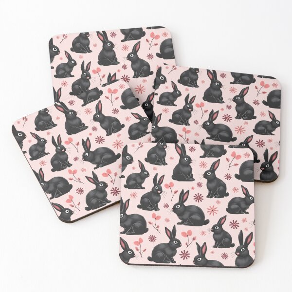 Item preview, Black Rabbits Floral Pattern Design designed and sold by BirdsnStuff.