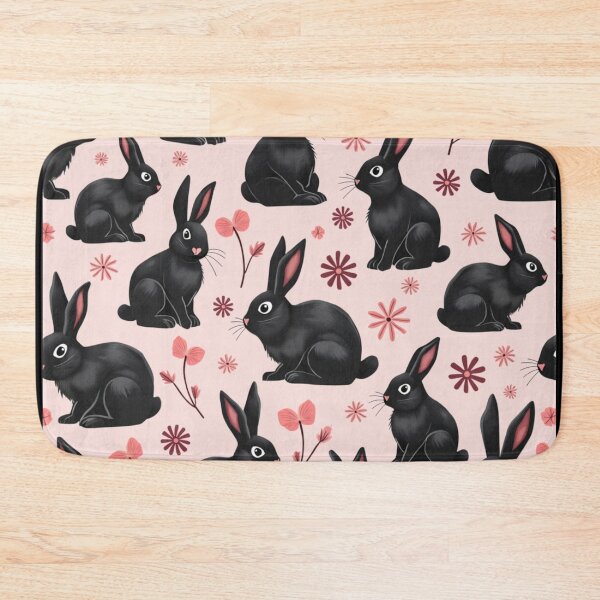 Item preview, Black Rabbits Floral Pattern Design designed and sold by BirdsnStuff.