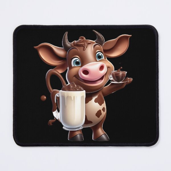 Item preview, Chocolate cow ver. 3 - a cute cow with a full cup and flowers - design for lovers of cute animals, lovers of cocoa coffee and chocolate milk designed and sold by WorldByEsi.