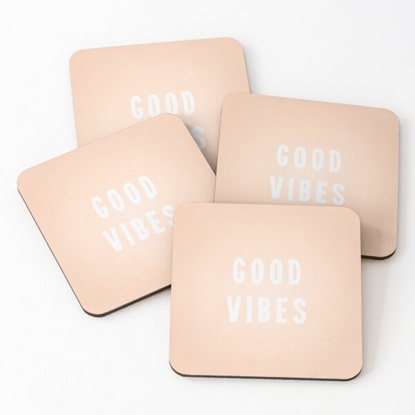 Item preview, Peach/Apricot and White Distressed-Effect Good Vibes designed and sold by itsjensworld.