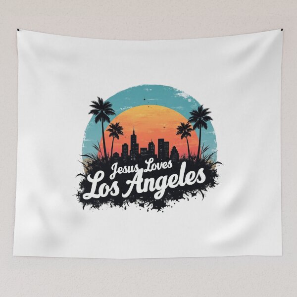 Item preview, Jesus Loves Los Angeles, City landscape  designed and sold by Faithloveshop.