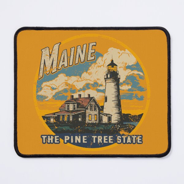 Item preview, Vintage Maine Distressed Design- The Pine Tree State - Casco Bay Lighthouse Sunset - Retro 5-Color Graphic Tee - Coastal New England Shirt designed and sold by ReFreshU Shop Designs.