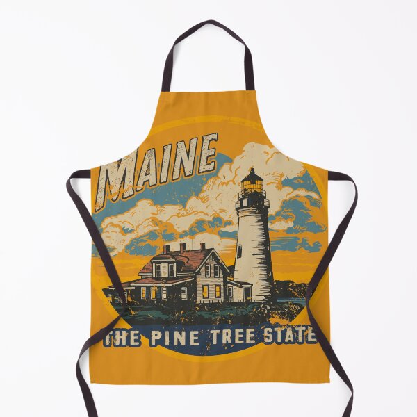 Item preview, Vintage Maine Distressed Design- The Pine Tree State - Casco Bay Lighthouse Sunset - Retro 5-Color Graphic Tee - Coastal New England Shirt designed and sold by ReFreshU Shop Designs.