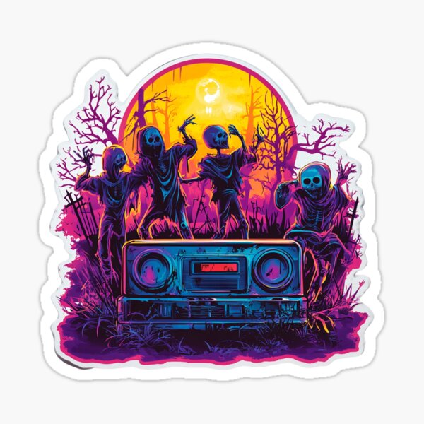 Item preview, skeletons dancing in front of a boombox designed and sold by Creet-Design.