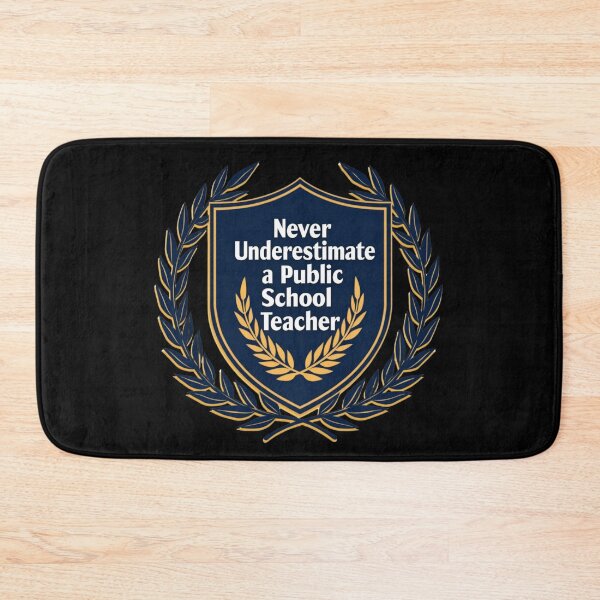 Item preview, "Unbreakable Spirit: Never Underestimate a Public School Teacher" Shield & Laurel Wreath T-Shirt designed and sold by AI-volution.