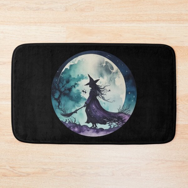 Item preview, A witch with a broom enchanting during the full moon  ver. 2 – spooky design for Halloween Trick or Treat designed and sold by WorldByEsi.
