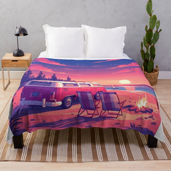 Item preview, Red and White Van Camping at Lake designed and sold by Christian Weiss.