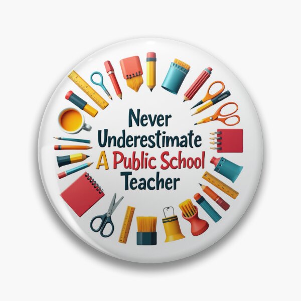 Item preview, "Never Underestimate a Public School Teacher" Inspiring School Supplies Arrangement T-Shirt designed and sold by AI-volution.
