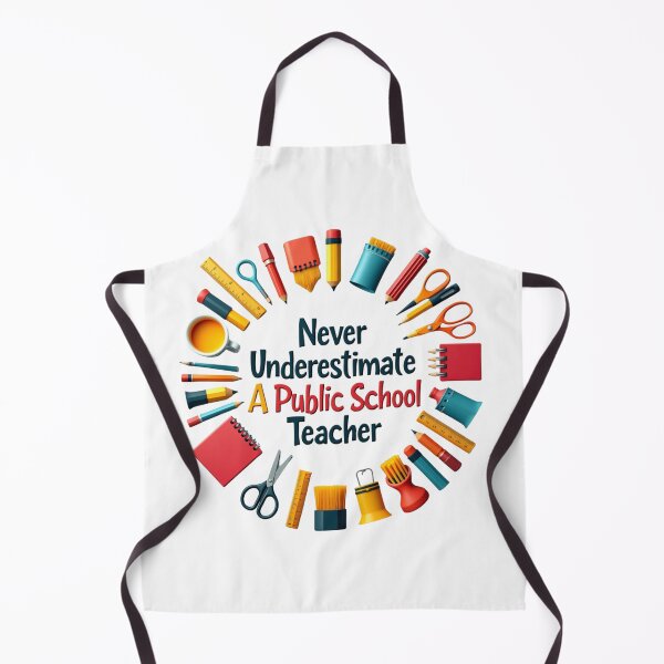 Item preview, "Never Underestimate a Public School Teacher" Inspiring School Supplies Arrangement T-Shirt designed and sold by AI-volution.