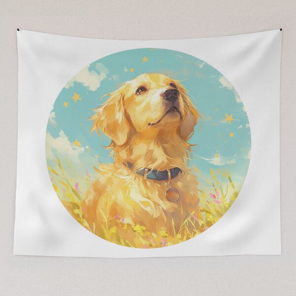 Item preview, Golden Retriever in Flowerfield designed and sold by Christian Weiss.