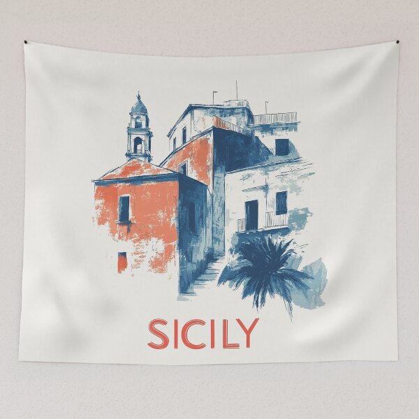 Item preview, Sicily Rustic Architecture Art Print designed and sold by Retro Travel Design.