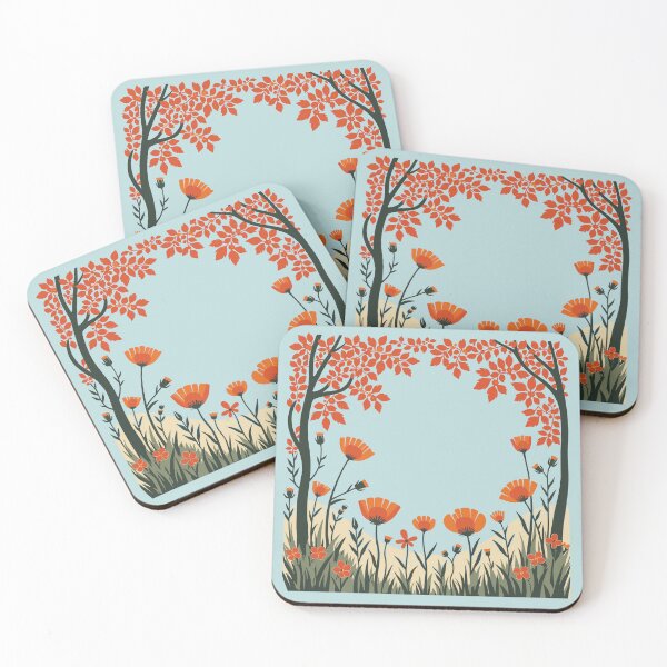 Item preview, MCM Cottagecore Poppy Floral Cut-Out Stencil-Style designed and sold by taiche.