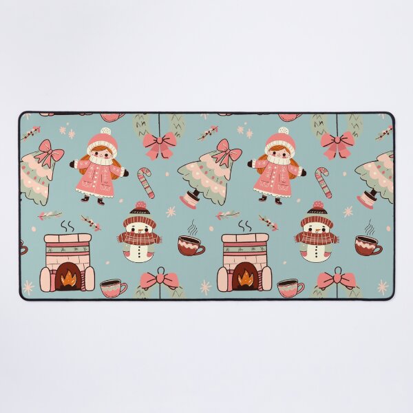 Item preview, Cute retro Christmas pattern (light blue and pink) designed and sold by SnugbugStudios.