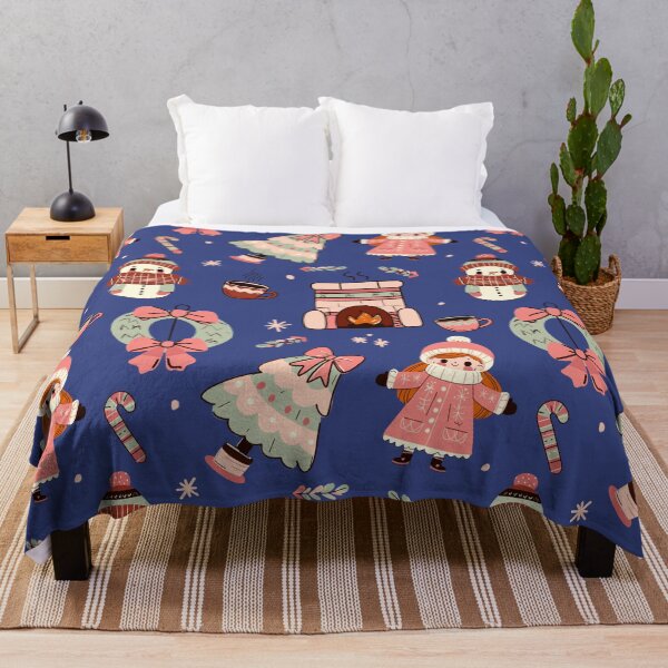 Item preview, Cute retro Christmas pattern (indigo and pink) designed and sold by SnugbugStudios.
