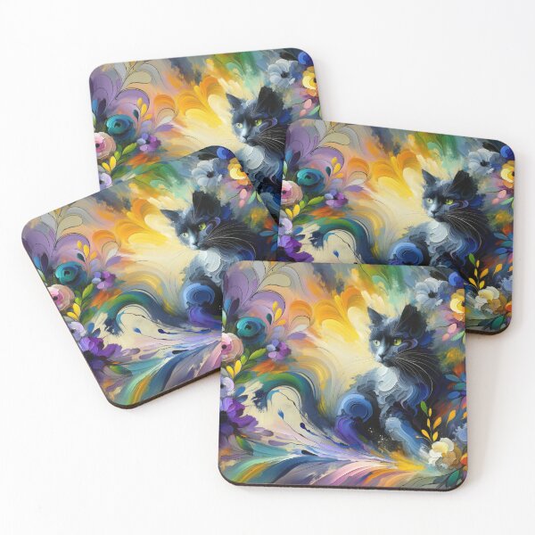 Item preview, Abstract Cat in a Garden of Colors 4K Painting designed and sold by Keirnyx.