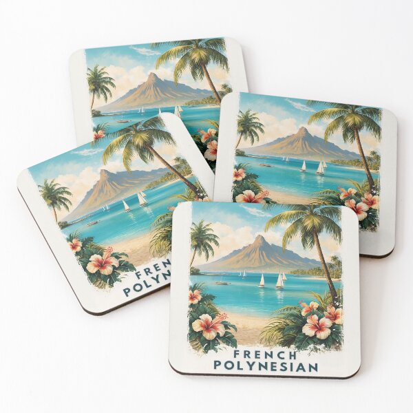 Item preview, Vintage French Polynesia Art Print with South Pacific Charm designed and sold by Ceemko's Vintage Corner.