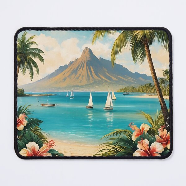 Item preview, Vintage French Polynesia Art Print with South Pacific Charm designed and sold by Ceemko's Vintage Corner.