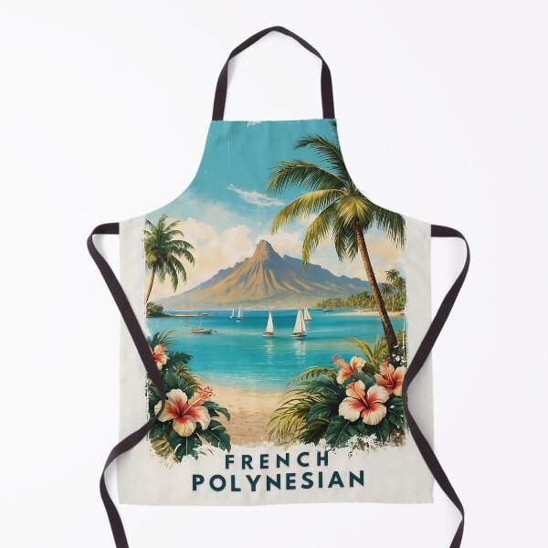 Item preview, Vintage French Polynesia Art Print with South Pacific Charm designed and sold by Ceemko's Vintage Corner.