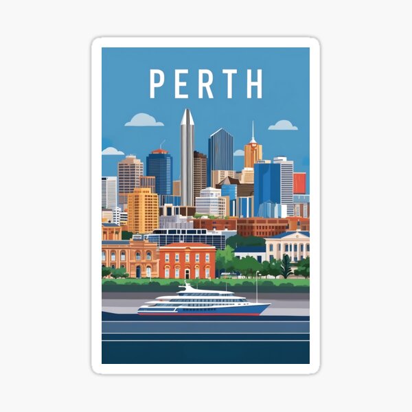 Item preview, Vintage Perth Australia Illustration for Classic City Decor designed and sold by Ceemko's Vintage Corner.