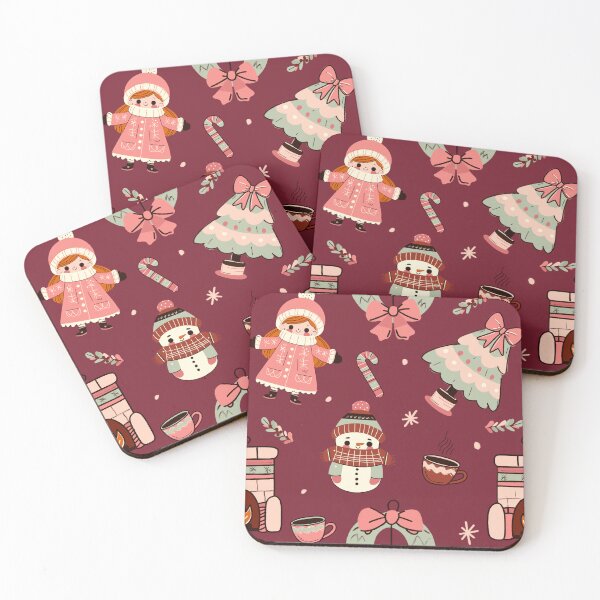 Item preview, Cute retro Christmas mug (prune and pink) designed and sold by SnugbugStudios.