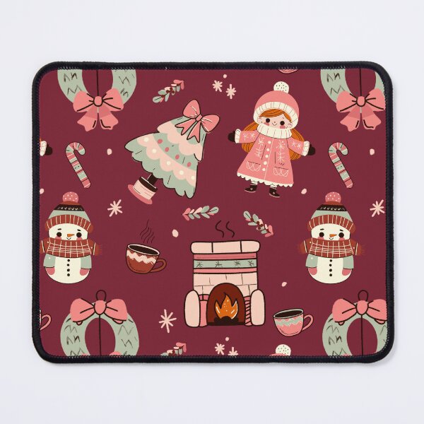 Item preview, Cute retro Christmas mug (prune and pink) designed and sold by SnugbugStudios.