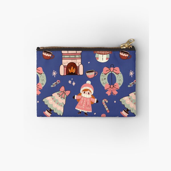 Item preview, Cute retro Christmas mug (indigo and pink) designed and sold by SnugbugStudios.