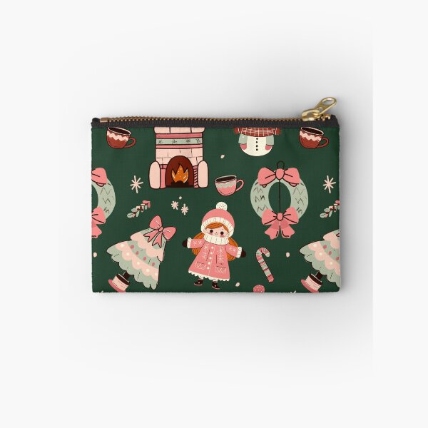 Item preview, Cute retro Christmas mug (forest green and pink) designed and sold by SnugbugStudios.