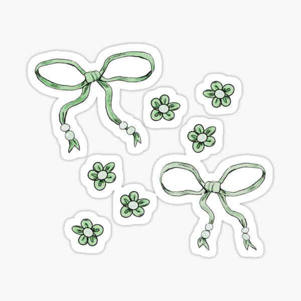 Item preview, green aesthetic ribbon pack designed and sold by SaelKamila.
