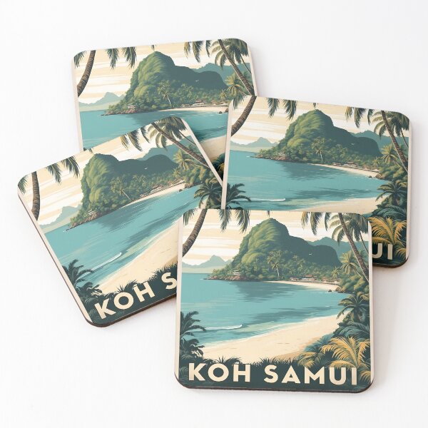 Item preview, Retro Koh Samui Illustration Capturing Thai Island Beauty designed and sold by Ceemko's Vintage Corner.