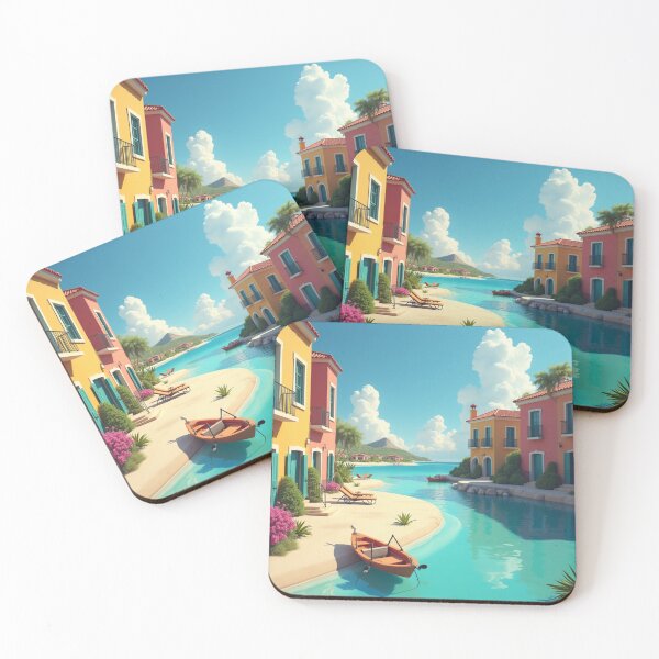 Item preview, Bonaire Colorful Buildings with Mountain Landscape designed and sold by ArtfullyRooted.