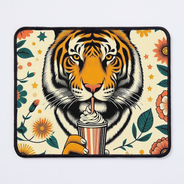 Item preview, Tiger having a milkshake designed and sold by Silbays.