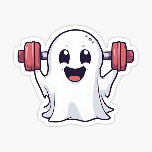 Item preview, Funny Cute Gym Ghost designed and sold by curvesNgorgeous.