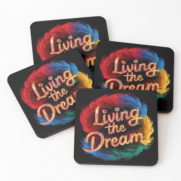 Item preview, Living The Dream - Colorful Feather Design - Black designed and sold by JLEmporium.
