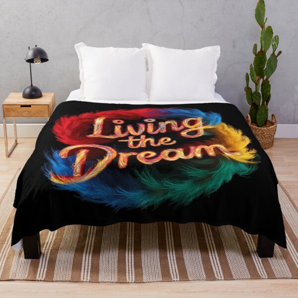 Item preview, Living The Dream - Colorful Feather Design - Black designed and sold by JLEmporium.