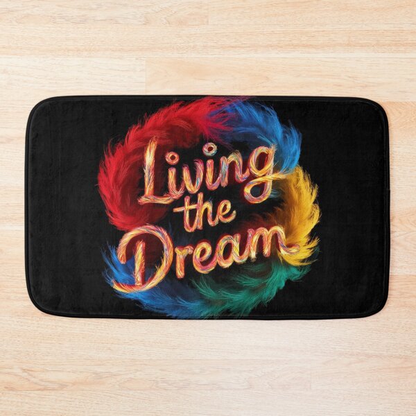 Item preview, Living The Dream - Colorful Feather Design - Black designed and sold by JLEmporium.