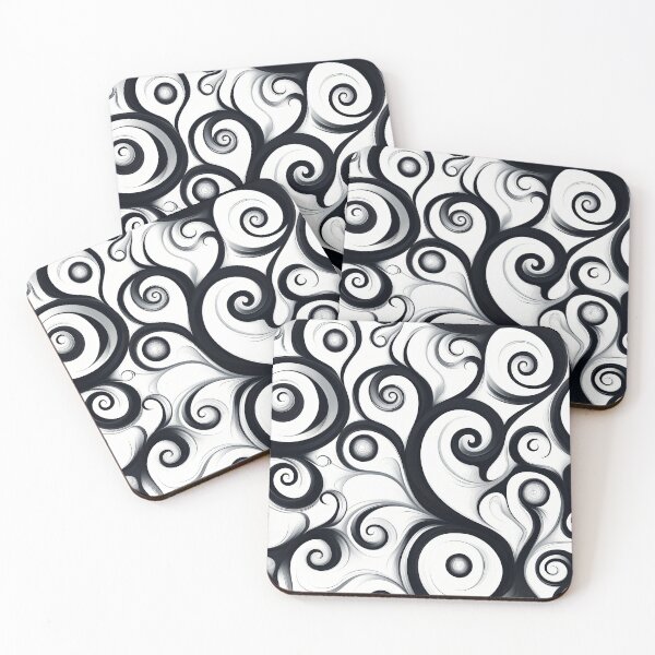 Item preview, Abstract black and white spiral waves Design. designed and sold by HEMRO.