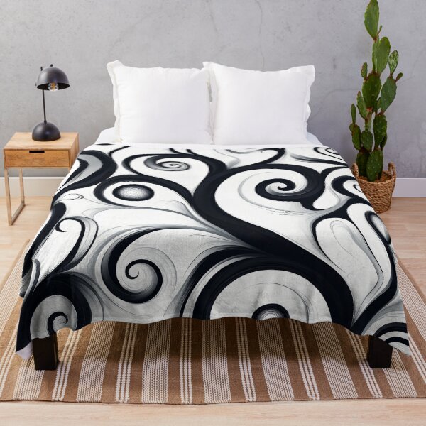 Item preview, Abstract black and white spiral waves Design. designed and sold by HEMRO.
