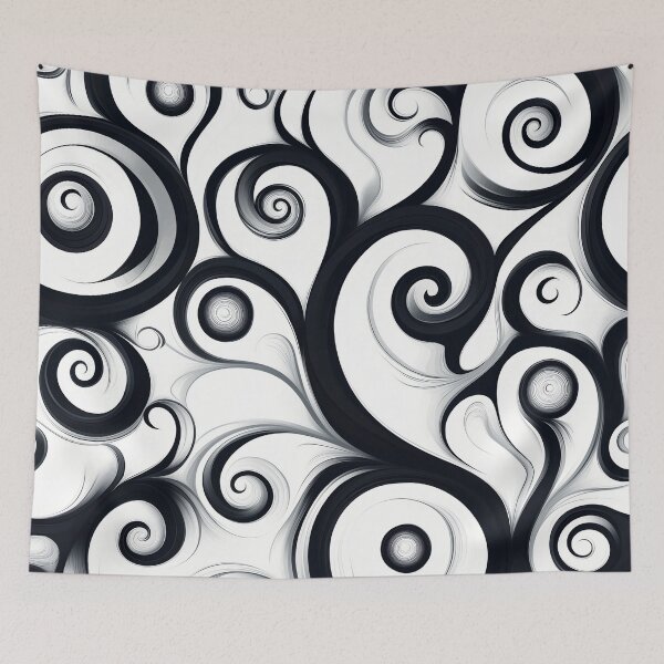 Item preview, Abstract black and white spiral waves Design. designed and sold by HEMRO.