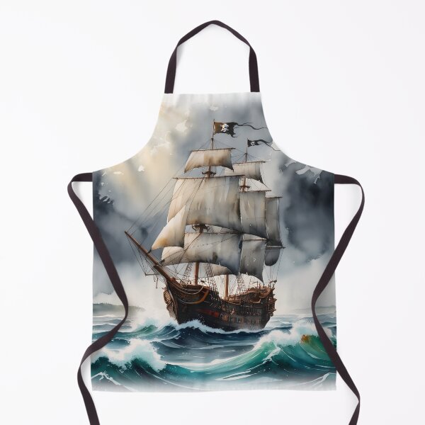 Item preview, Pirate Ship in Rough Seas in Watercolor designed and sold by Canvations.
