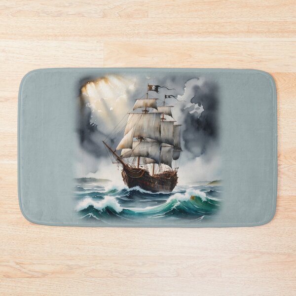 Item preview, Pirate Ship in Rough Seas in Watercolor designed and sold by Canvations.