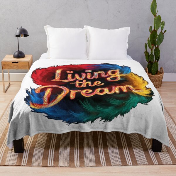 Item preview, Living The Dream - Colorful Feather Design - White designed and sold by JLEmporium.