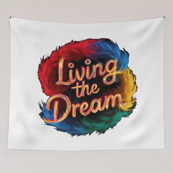 Item preview, Living The Dream - Colorful Feather Design - White designed and sold by JLEmporium.