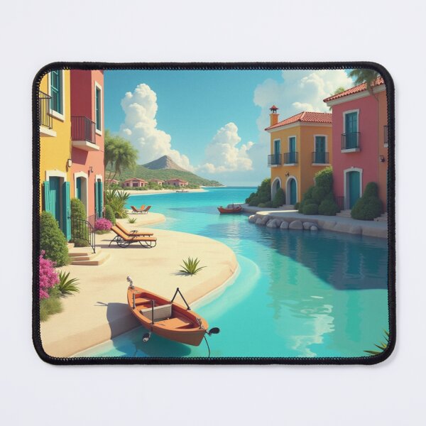 Item preview, Bonaire Colorful Buildings with Mountain Landscape designed and sold by ArtfullyRooted.