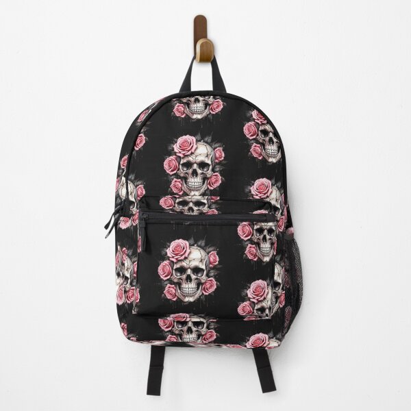 Item preview, Skull with Pink Roses Gothic Art designed and sold by bdberto12.