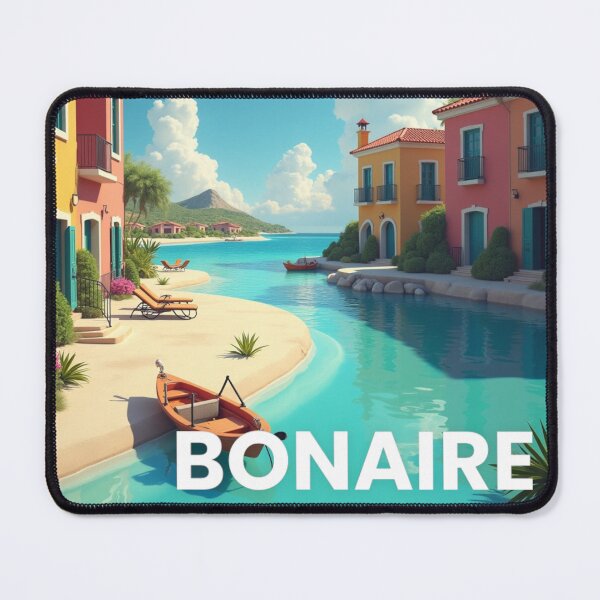 Item preview, Bonaire Colorful Buildings with Mountain Landscape Travel Keepsake designed and sold by ArtfullyRooted.