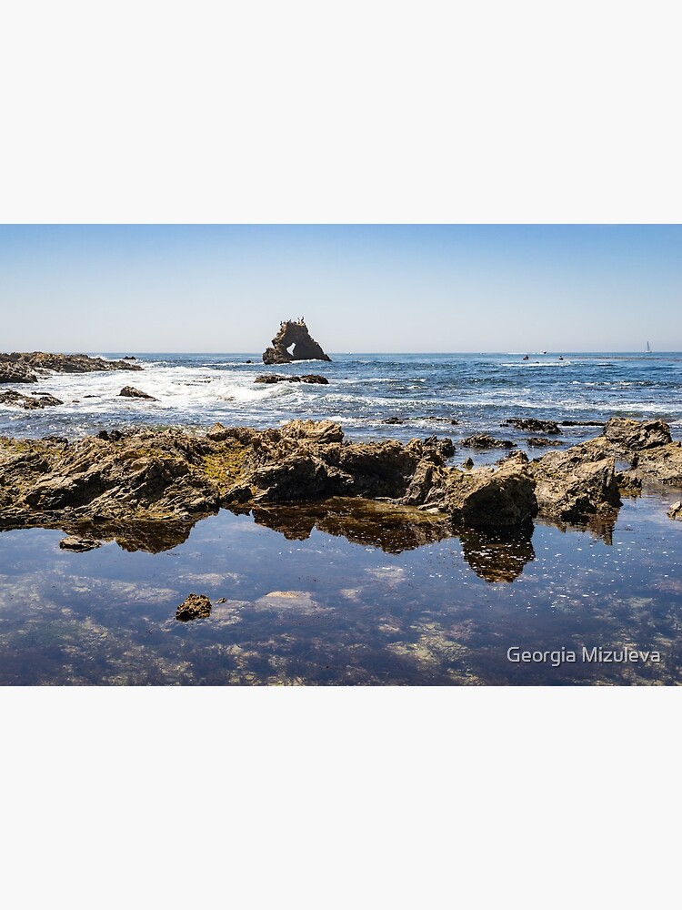 Lacy Sea Foam and Jagged Rocks - Corona Del Mar Beach Orange