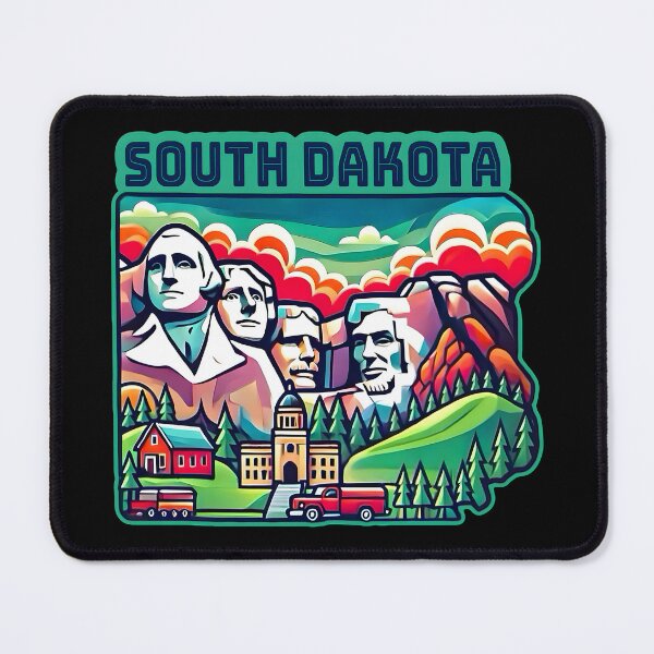 Item preview, South Dakota State Map USA Skyline and Landmarks Illustration- travel souvenir art designed and sold by Unitepeople.