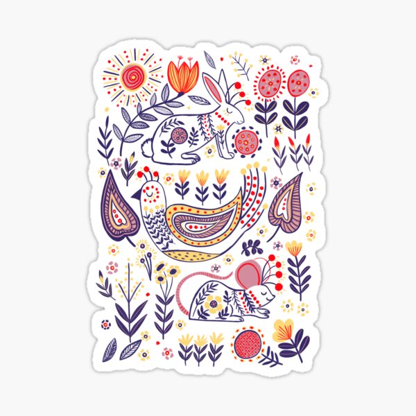 Item preview, Folk Art Fantasy - Vibrant Nature Illustration Art by Jemma Jamie Skidmore designed and sold by Jemma Jamie Skidmore.