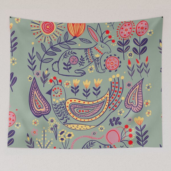 Item preview, Folk Art Fantasy - Vibrant Nature Illustration Art by Jemma Jamie Skidmore designed and sold by Jemma Jamie Skidmore.
